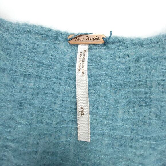 FREE PEOPLE Alpaca Wool Candlelight Oversized Tunic Sweater Small Blue Boho - Picture 2 of 8